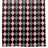Retro Roze Zwart Grijs Argyle Douchegordijn (Voorkant)