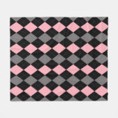 Retro Roze Zwart Grijs Argyle Fleece Deken (Voorkant (Horizontaal))
