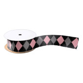 Retro Roze Zwart Grijs Argyle Lint (Spoel)