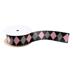 Retro Roze Zwart Grijs Argyle Lint