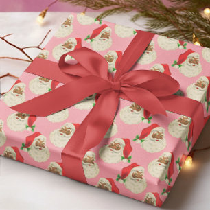 Retro Roze Zwart Kerstmis Wrapping Papier