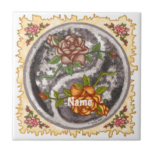 Retro Rozen Yin Yang Tegeltje