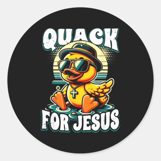 Retro Rubber Duck Christian Rubber Ducky Quacks Fo Ronde Sticker (Voorkant)