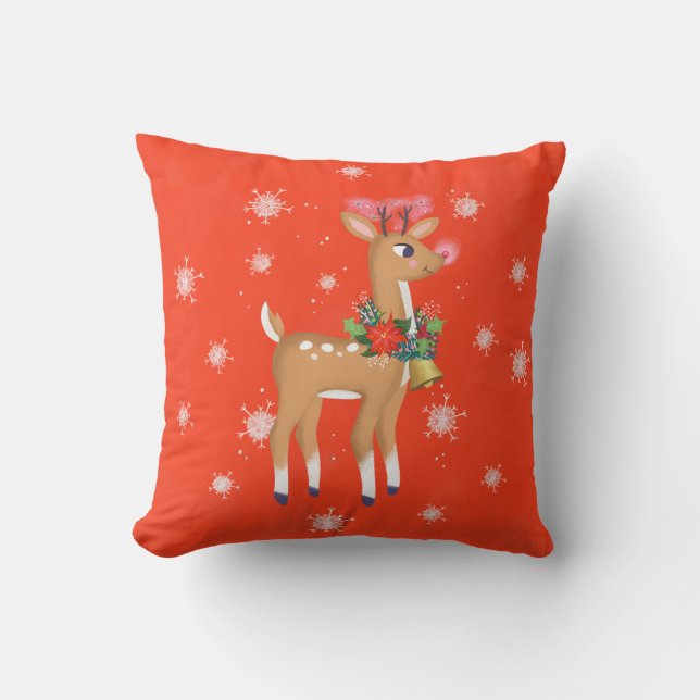 Retro Rudolph het rendier Sierkussen (Voorkant)