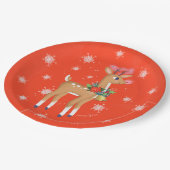 Retro Rudolph Reindeer Red Papieren Bordje (Gekanteld)