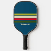 Retro Rugby Across Striping met naam Pickleball Paddle (Achterkant)
