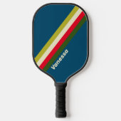 Retro rugby gestreept met naam pickleball paddle (Voorkant)