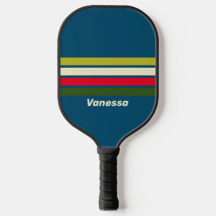 Retro Rugby Over Strepen met Naam Pickleball Paddle