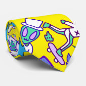 Retro ruimte patroon B Geel BG Stropdas (Opgerold)