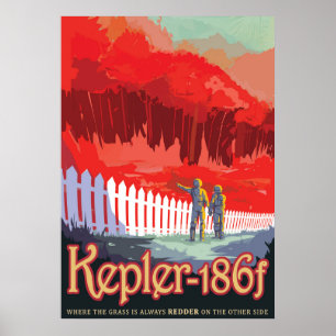 Retro ruimte Poster van Kepler-186f.