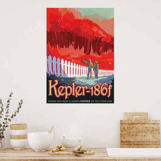 Retro ruimte Poster van Kepler-186f. (Keuken)
