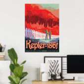Retro ruimte Poster van Kepler-186f. (Thuiskantoor)