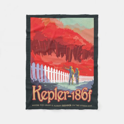 Retro ruimte Poster van Kepler-186f. Fleece Deken (Voorkant)