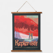 Retro ruimte Poster van Kepler-186f. Hangend Wandkleed (Voorkant)