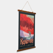 Retro ruimte Poster van Kepler-186f. Hangend Wandkleed (Gebogen)