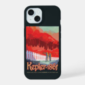 Retro ruimte Poster van Kepler-186f. iPhone 15 Hoesje (Achterkant)