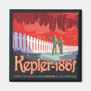 Retro ruimte Poster van Kepler-186f. Magneet