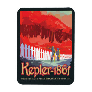 Retro ruimte Poster van Kepler-186f. Magneet