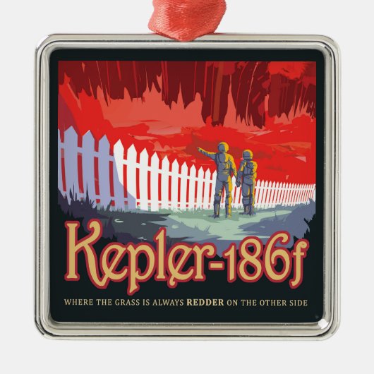 Retro ruimte Poster van Kepler-186f. Metalen Ornament (Voorkant)