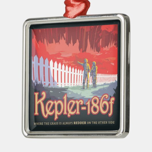 Retro ruimte Poster van Kepler-186f. Metalen Ornament (Links)
