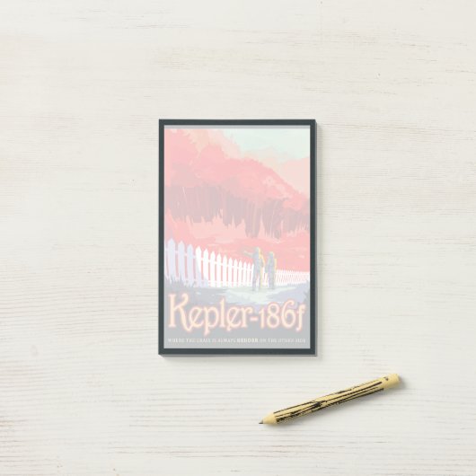 Retro ruimte Poster van Kepler-186f. Post-it® Notes (Op bureau)