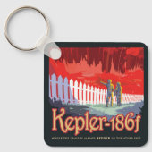Retro ruimte Poster van Kepler-186f. Sleutelhanger (Voorkant)