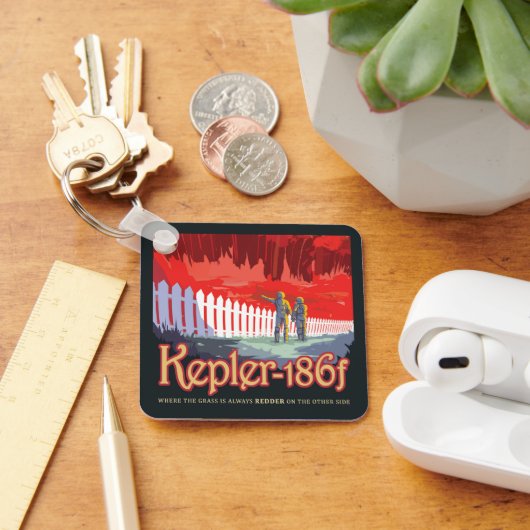 Retro ruimte Poster van Kepler-186f. Sleutelhanger (Bureau)