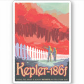 Retro ruimte Poster van Kepler-186f. Sticker (Voorkant)