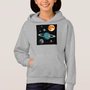 Retro-ruimteplaneten en maanwandkunst - midden van