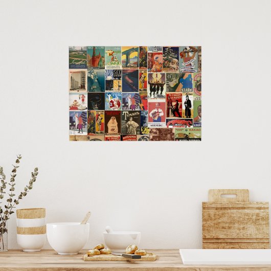 retro Russische filmcollage Sovjet Poster (Keuken)