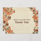 Retro Rust Oranje Flowers Gepersonaliseerd Dank u Bedankkaart (Voorkant / Achterkant)