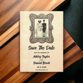 Retro Rustic 50s Oude bruiloft sparen de Datum Kaart