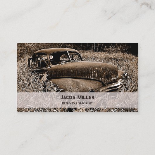  Retro Rustic Brown Classic Car Visitekaartje (Voorkant)