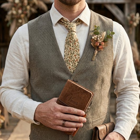 Retro Rustic Floral Olive Green Vine Pattern Stropdas