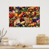 Retro Rustic Fresh Summer Tropical Fruit Vegetable Poster (Keuken)