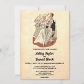 Retro Rustic Funny Bride Groom Old Wedding Kaart (Voorkant)