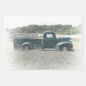 Retro Rustic Green Country Boerderij Truck Inpakpapier Vel (Voorkant)