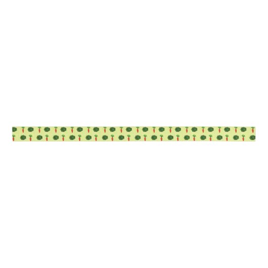 Retro Rustic Greenery Vegetable Garden Waterverf Grosgrain Lint (Voorkant)