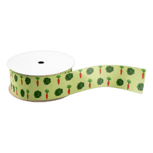 Retro Rustic Greenery Vegetable Garden Waterverf Grosgrain Lint