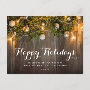 Retro Rustic kerstversier Corporate Greeting Briefkaart