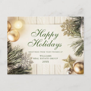 Retro Rustic kerstversier Corporate Greeting Feestdagenkaart