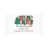 Retro Rustic Merry en Bright Etiket (Voorkant)