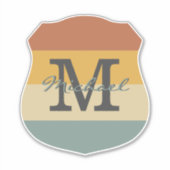 Retro Rustic Multicolor Ombre Name Monogram Sticker (Voorkant)