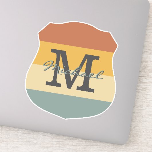 Retro Rustic Multicolor Ombre Name Monogram Sticker (Detail)