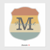 Retro Rustic Multicolor Ombre Name Monogram Sticker (Vel)