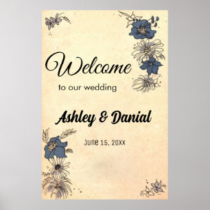  Retro Rustic Old Botanical Floral Wedding Poster