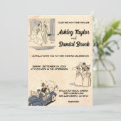 Retro Rustic Old Stylish Modern Wedding Kaart (Staand voorkant)