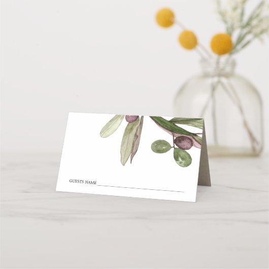 RETRO RUSTIC OLIVE WATERVERF FOLIAGE WEDDING (Voorkant)