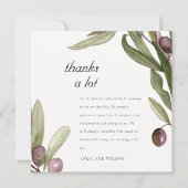 RETRO RUSTIC OLIVE WATERVERF FOLIAGE WEDDING BEDANKKAART (Voorkant)