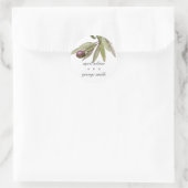 RETRO RUSTIC OLIVE WATERVERF FOLIAGE WEDDING RONDE STICKER (Tas)